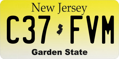 NJ license plate C37FVM