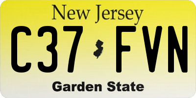 NJ license plate C37FVN