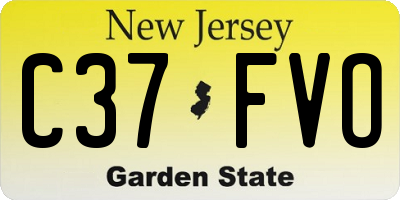 NJ license plate C37FVO