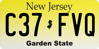 NJ license plate C37FVQ