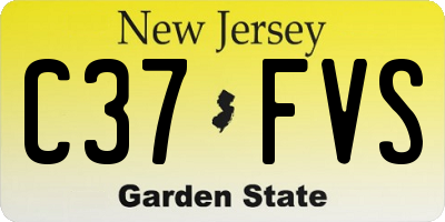 NJ license plate C37FVS