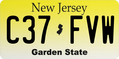NJ license plate C37FVW