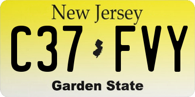 NJ license plate C37FVY