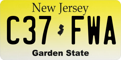 NJ license plate C37FWA