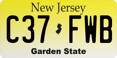 NJ license plate C37FWB