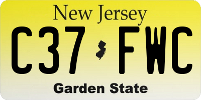 NJ license plate C37FWC