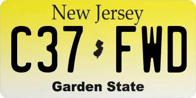 NJ license plate C37FWD