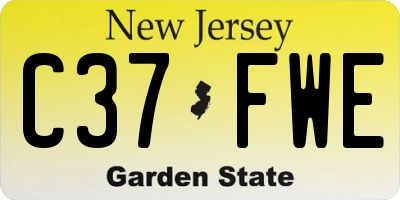 NJ license plate C37FWE