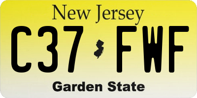 NJ license plate C37FWF