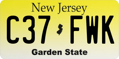 NJ license plate C37FWK
