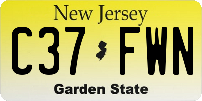 NJ license plate C37FWN