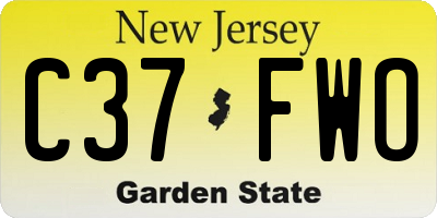 NJ license plate C37FWO