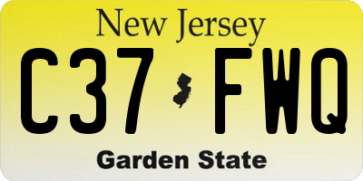 NJ license plate C37FWQ