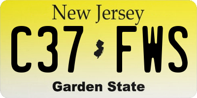 NJ license plate C37FWS