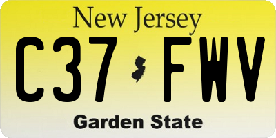 NJ license plate C37FWV