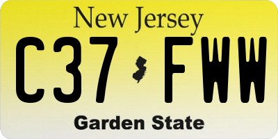 NJ license plate C37FWW