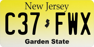 NJ license plate C37FWX