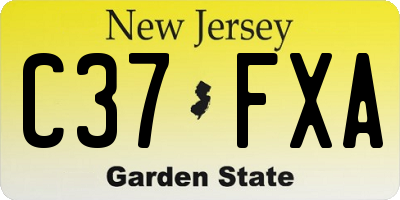 NJ license plate C37FXA