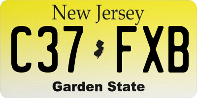 NJ license plate C37FXB