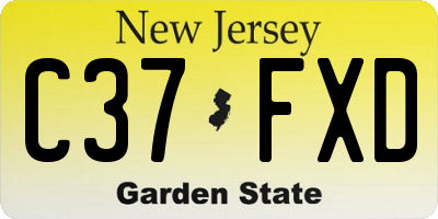 NJ license plate C37FXD