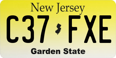 NJ license plate C37FXE