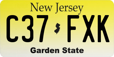 NJ license plate C37FXK