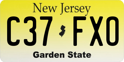 NJ license plate C37FXO