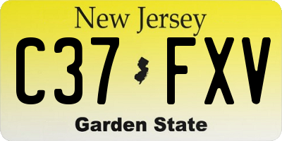 NJ license plate C37FXV