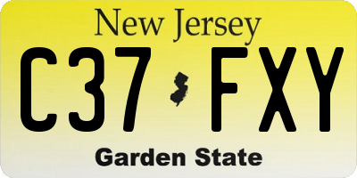 NJ license plate C37FXY