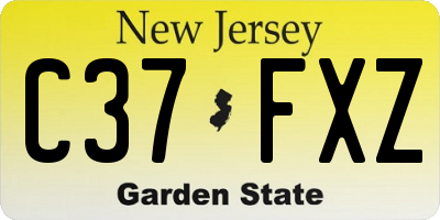 NJ license plate C37FXZ