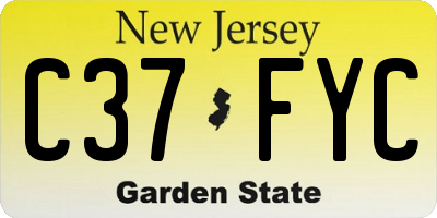 NJ license plate C37FYC