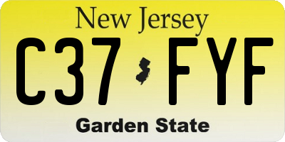 NJ license plate C37FYF