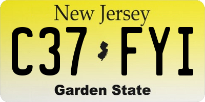 NJ license plate C37FYI