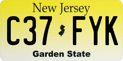 NJ license plate C37FYK