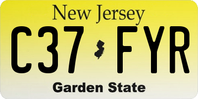 NJ license plate C37FYR
