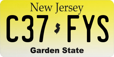 NJ license plate C37FYS