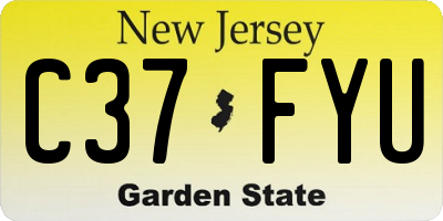 NJ license plate C37FYU