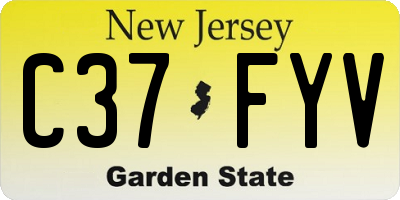 NJ license plate C37FYV