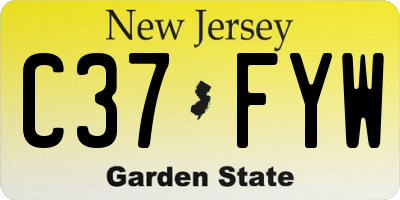 NJ license plate C37FYW
