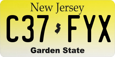 NJ license plate C37FYX