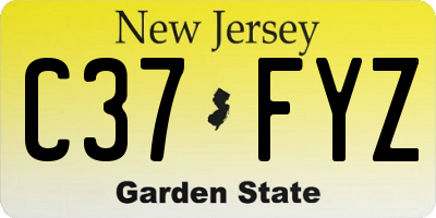 NJ license plate C37FYZ