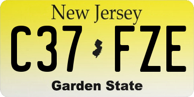 NJ license plate C37FZE