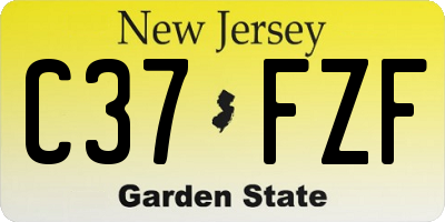 NJ license plate C37FZF