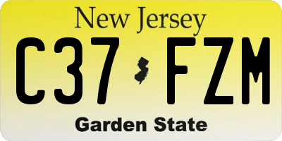 NJ license plate C37FZM