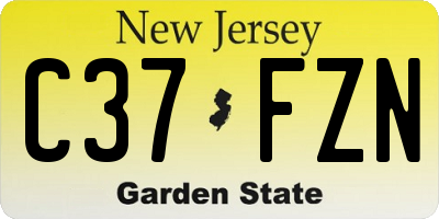 NJ license plate C37FZN