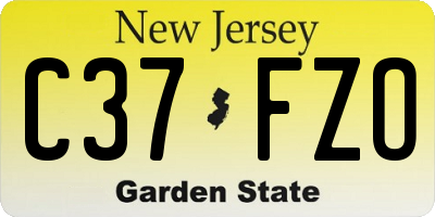 NJ license plate C37FZO