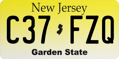 NJ license plate C37FZQ