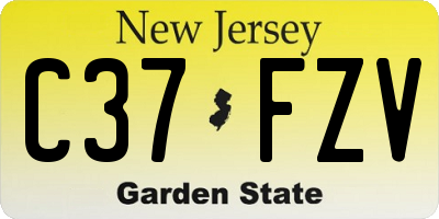 NJ license plate C37FZV