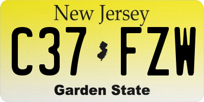 NJ license plate C37FZW