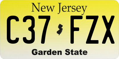 NJ license plate C37FZX